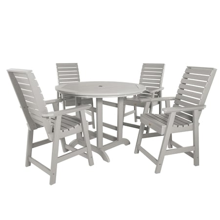 Highwood Usa Weatherly 5pc Round Counter Height Outdoor Patio Furniture Dining Set AD-CNW48-HGR